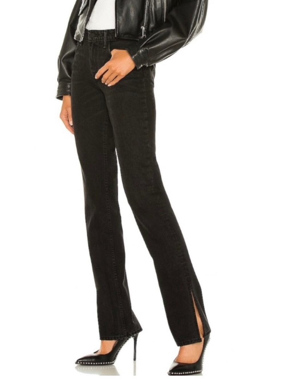 GRLFRND The Hailey Jeans in Sunset Strip Wide Leg Slit 28